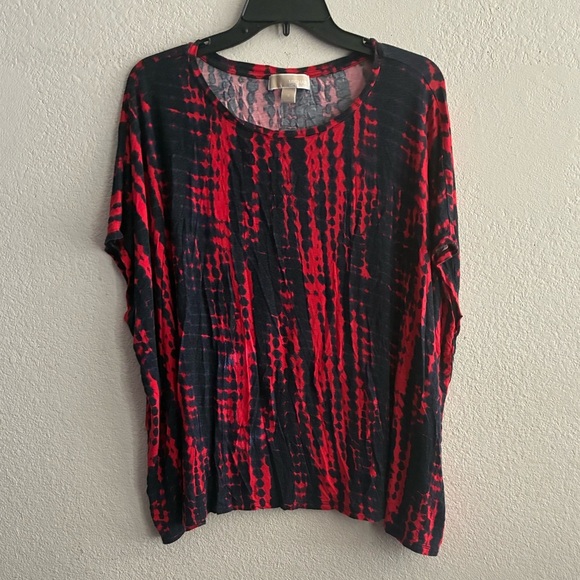 💥Michael Kors Navy and Red Loose Relaxed Blouse S - Picture 2 of 8